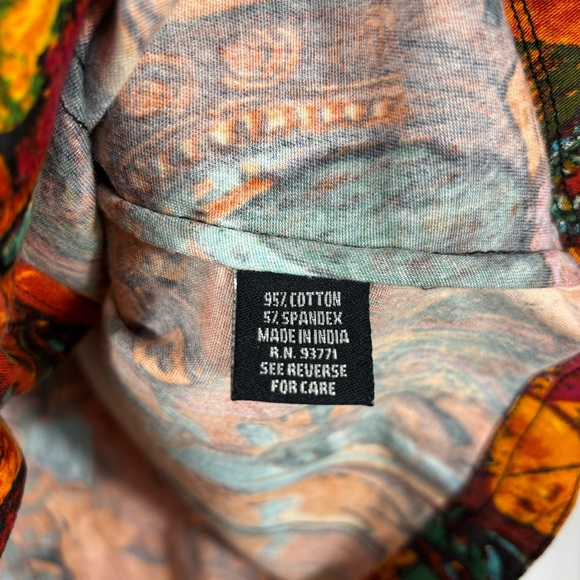 Kaktus Abstract Art to Wear Cotton Red Orange Button Up Jacket | Size Large - Picture 6 of 8